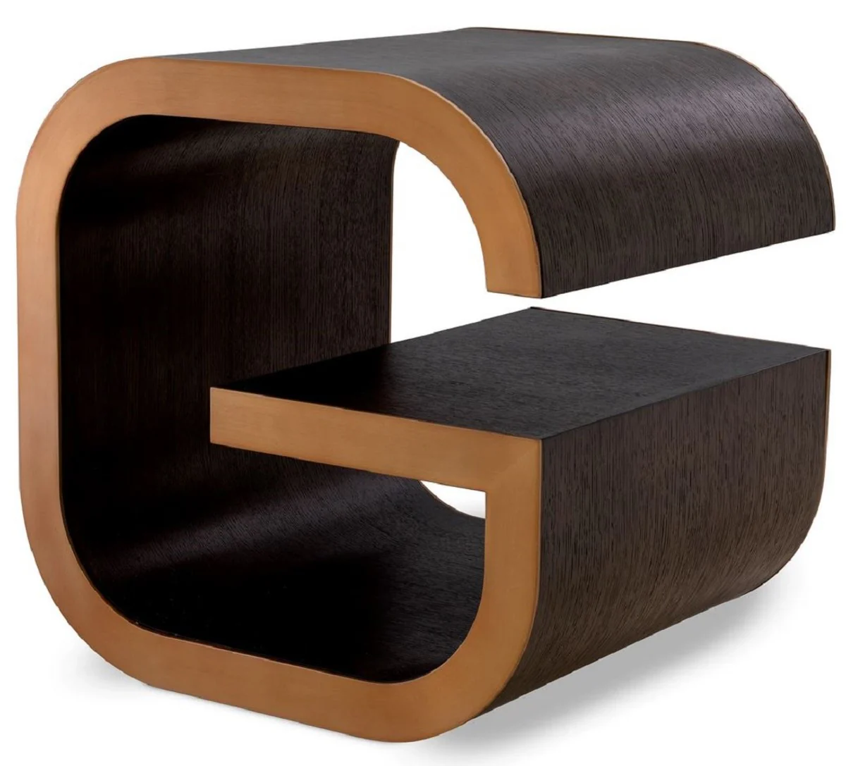 Luxury side table mocha / brass 46 x 46 x H. 50.5 cm - designer living room table - living room furniture - luxury furniture - designer furniture - luxury furnishings - designer furnishings