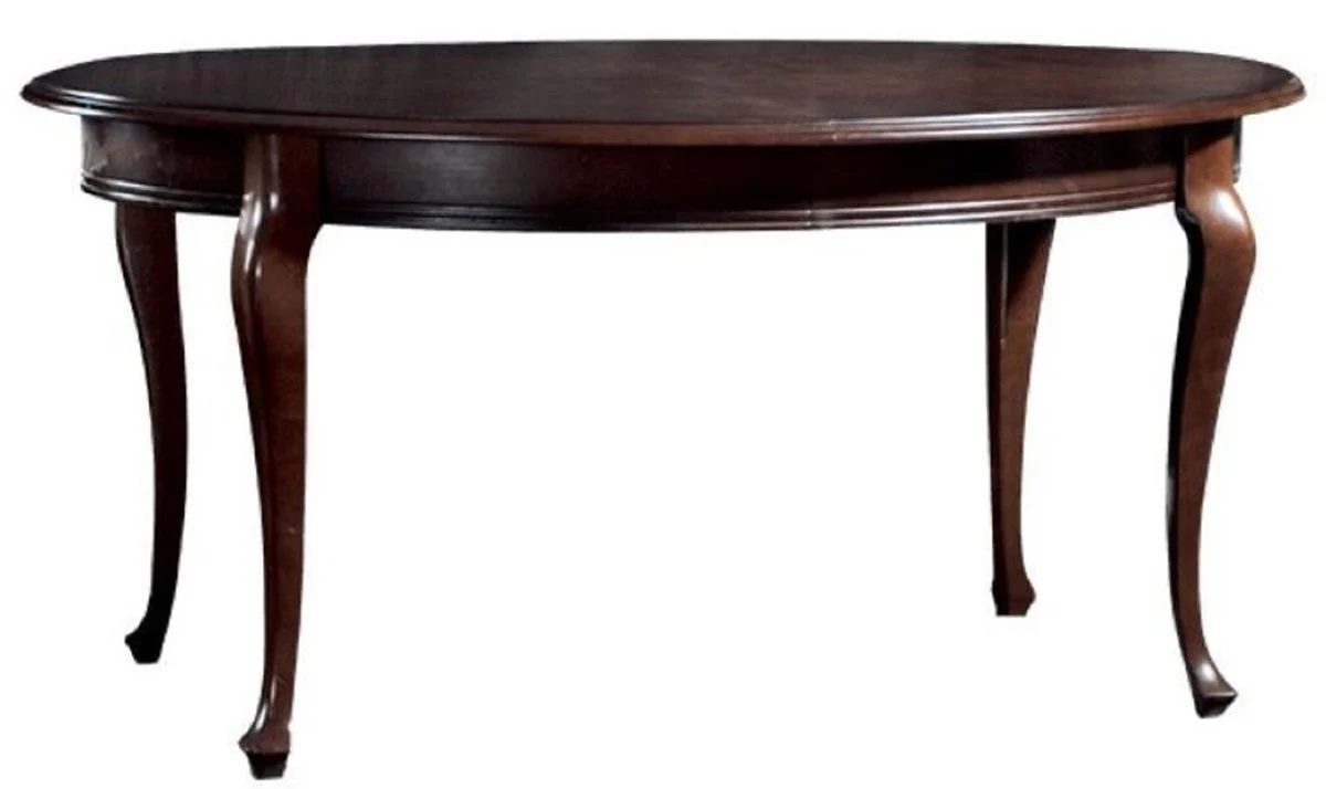 Luxury Art Nouveau dining table dark brown 160-360 x 110 x H. 78 cm - Oval extendable solid wood dining room table - Baroque & Art Nouveau dining room furniture