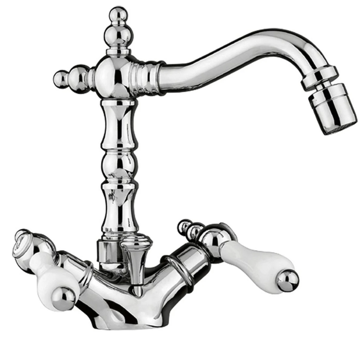 Art Nouveau Retro Bidet Single Hole Mixer Bathroom Wash Basin Mixer Silver / White H. 21 cm - Nostalgic Bathroom Accessories
