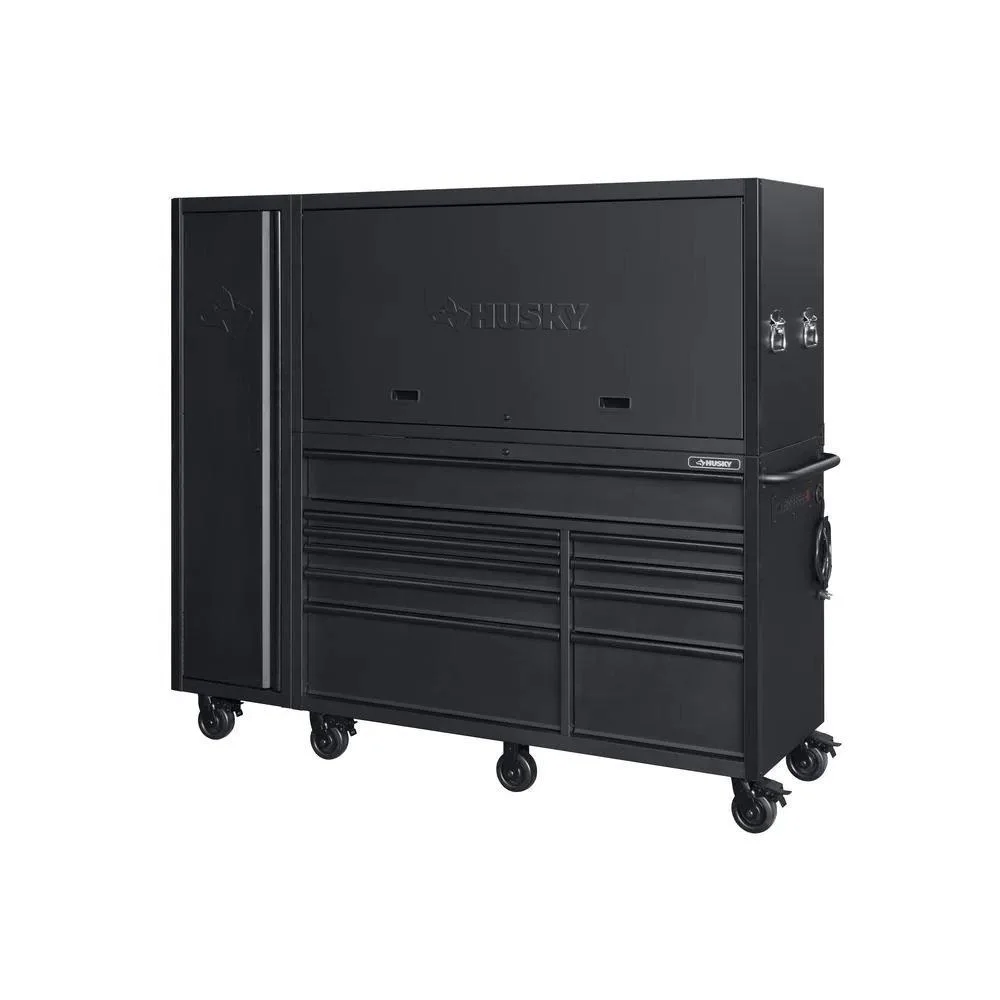 80 in. W 10-Drawer, Deep Combination Tool Chest und Rolling Cabinet Set in Matte Black (3-teilig)