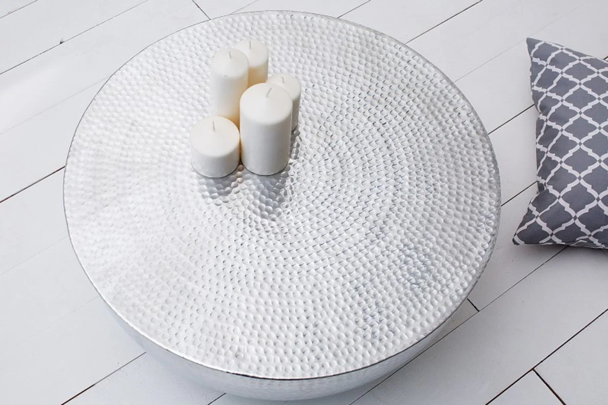 Coffee table silver 68 cm aluminum - living room salon table - unique