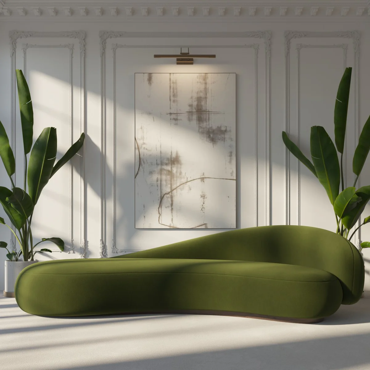 Luxury Velvet Sofa Right Side Green / Dark Brown 280 cm - Living Room & Hotel Furniture