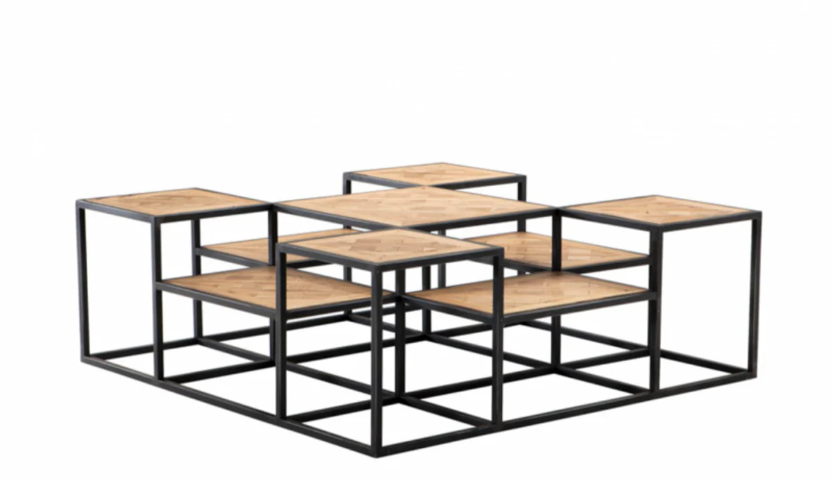 Luxury Art Deco Designer Oak Wood Coffee Table - Living Room Salon Table - Luxury Collection