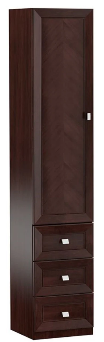 Luxury living room cabinet with door and 3 drawers dark brown / silver 45.4 x 44.2 x H. 225.6 cm - office cabinet - luxury furniture