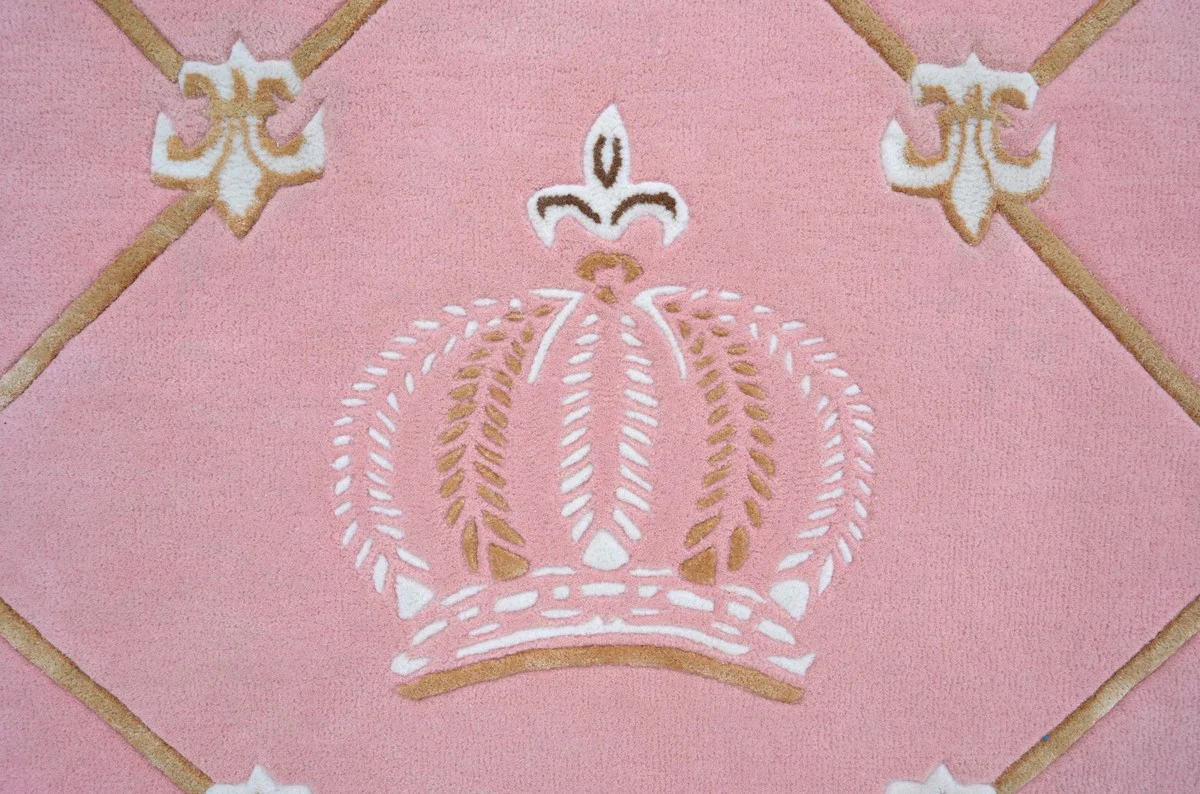 Pompöös by Luxury Baroque Carpet Crown by Harald Glööckler Pink / White / Brown - Various Sizes