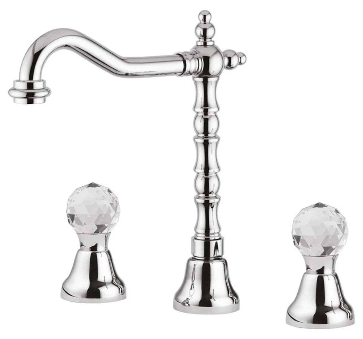 Luxury washbasin fitting / three-hole mixer with Swarovski crystal glass silver H. 27.5 cm - luxury quality