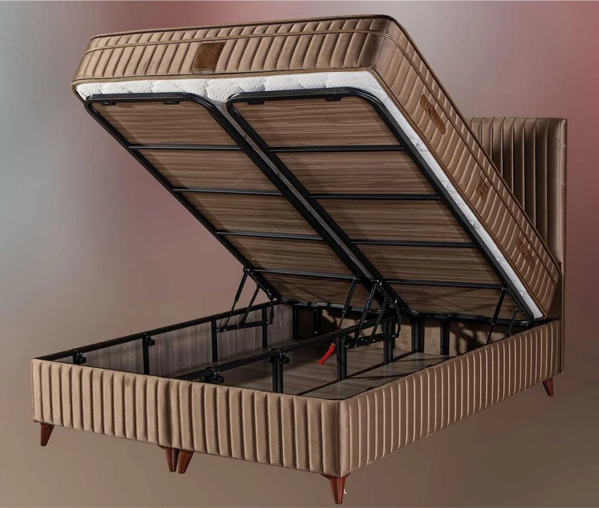 Luxury double bed with mattress brown 180 x 200 cm - Bedroom furniture