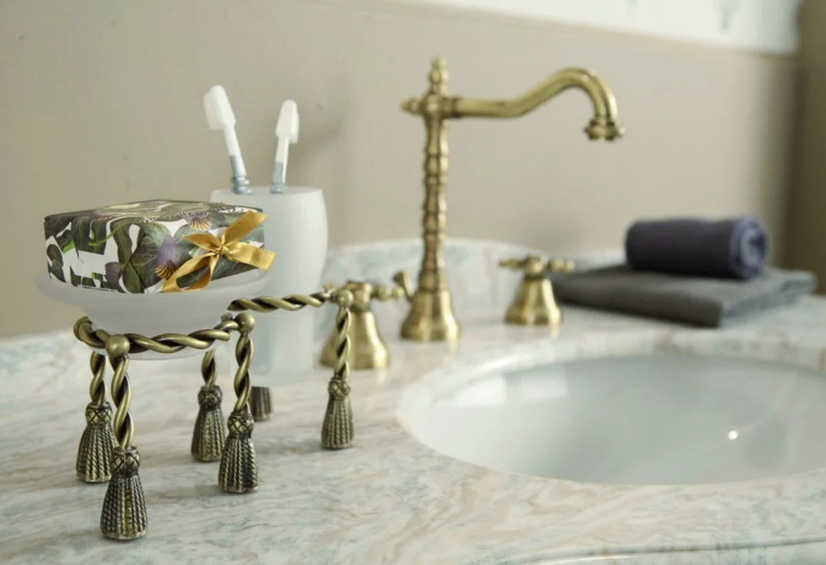 Luxury bathroom accessories - Art Nouveau retro washbasin tap washbasin three-hole mixer old gold / bronze series Milano - Made in Italy