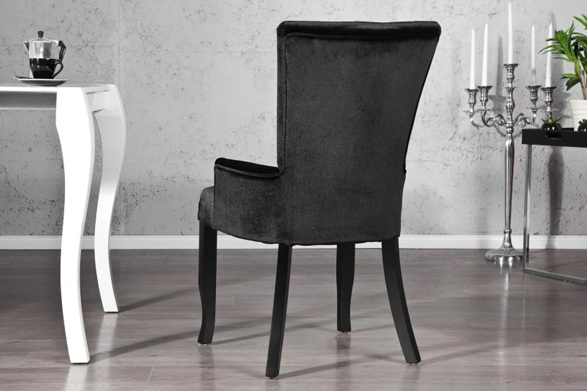 Luxury dining room chair with armrests and rhinestones, black Mod2 - Baroque furniture