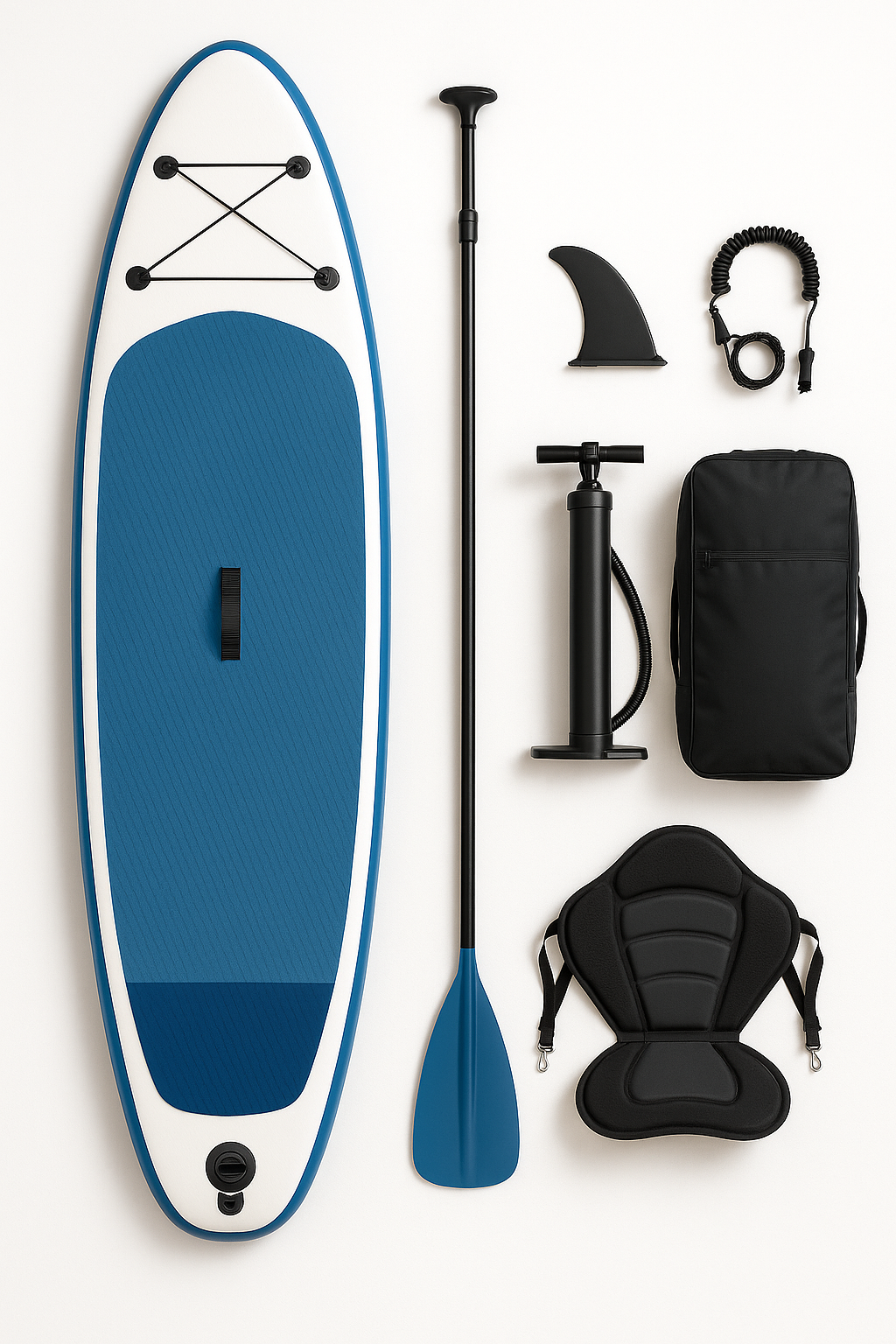 Aufblasbares Paddleboard, blau-weiß, PVC, für Küsten- und Flussnutzung, 320 × 84 × 15 cm, zSeqdzK564VE