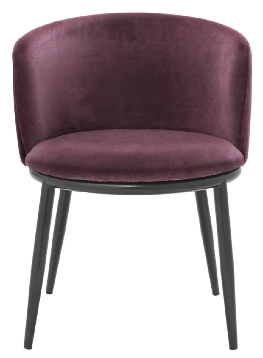 Luxury dining room chair set purple / black 57 x 57 x H. 74 cm - Dining room furniture