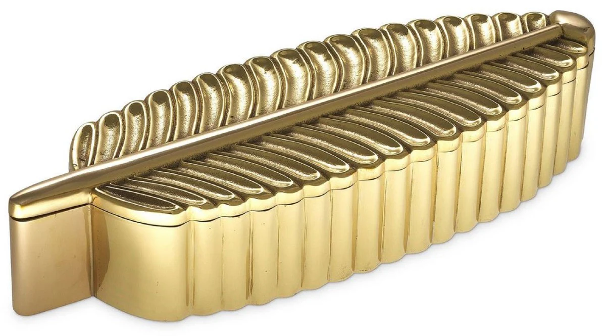 Designer Aufbewahrungsbox Messingfarben 27 x 9 x H. 5 cm - Schmuckschatulle - Luxus Deko Accessoires