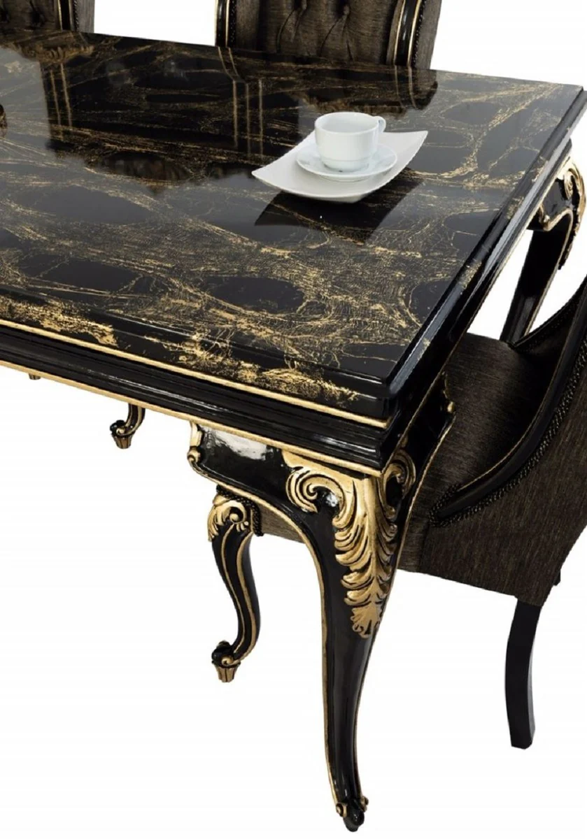 Luxury Baroque Dining Room Chair Black / Gold H. 110 cm - Baroque Dining Room Furniture
