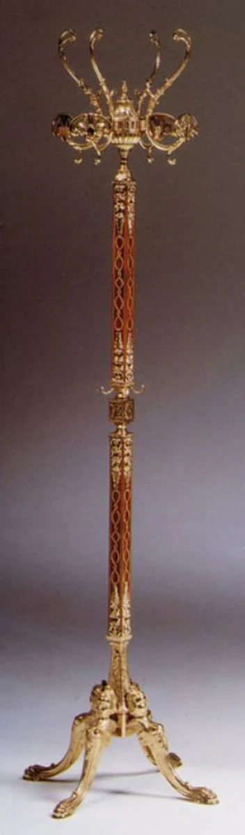 Luxury Baroque coat rack gold / brown 40 x 40 x H. 175 cm - Elegant brass clothes rack - Baroque hotel cloakroom furniture