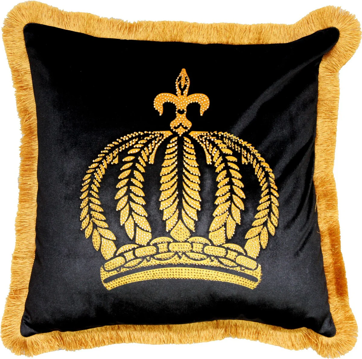 Harald Glööckler luxury decorative cushion Pompöös by black / gold crown with rhinestones - Glööckler cushion AAA