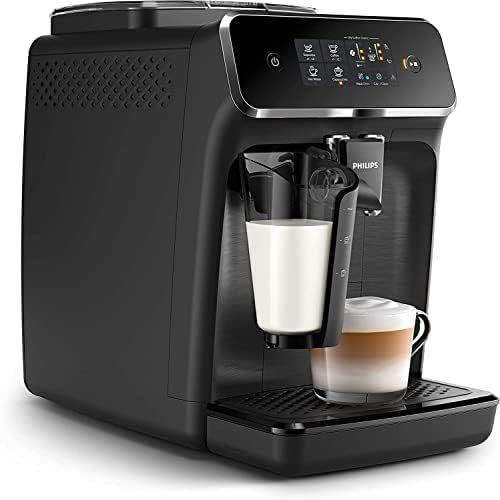 Philips 2200 Serie Vollautomatische Espressomaschine - LatteGo Milk Frother, 3 Kaffeesorten, Intuitive Touch Display, Schwarz, (EP2230/14)
