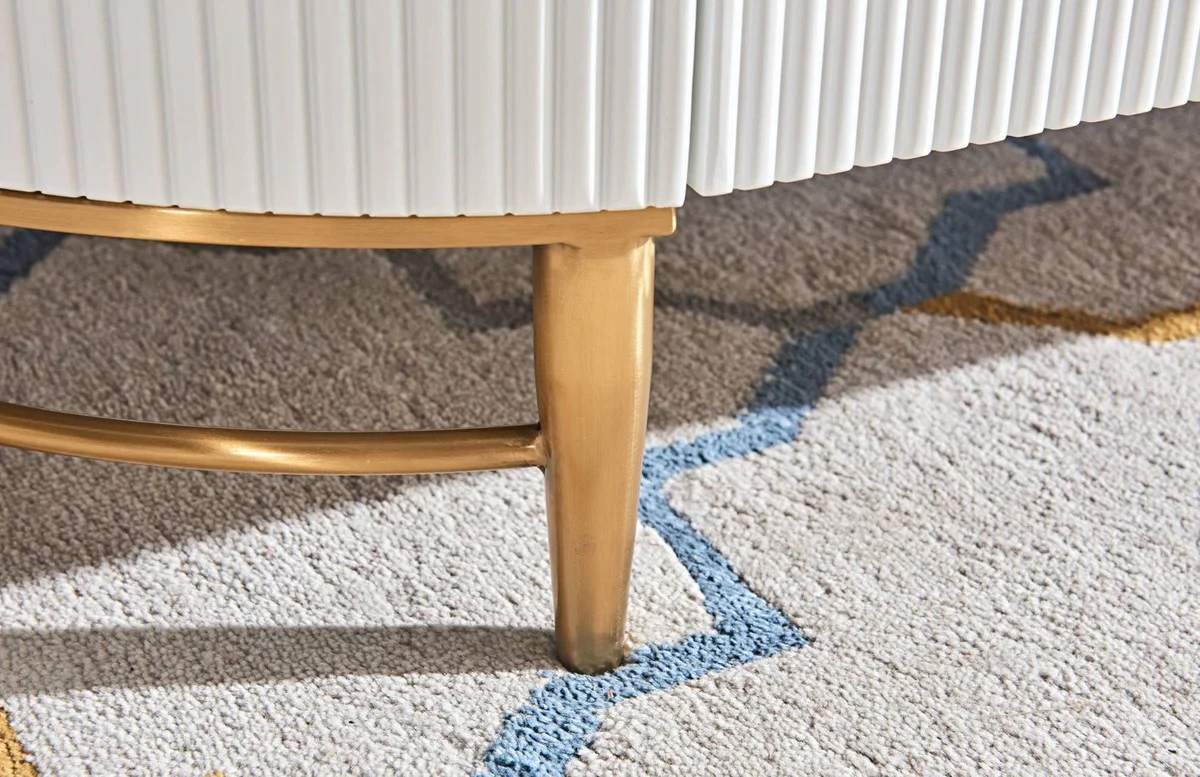 Luxury coffee table white / brass / gold 130 x 70 x H. 42 cm - Modern living room table with 4 drawers - Modern living room furniture