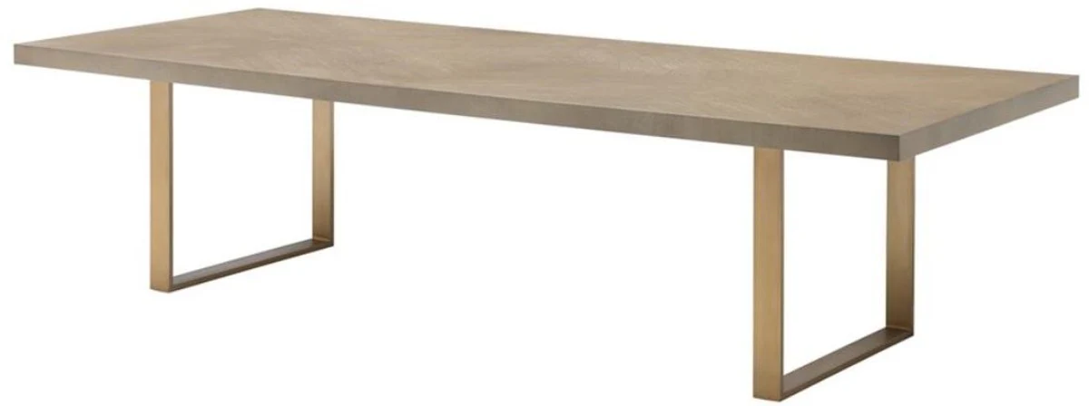 Dining table kitchen table brown / brass 300 x 115 x H. 75 cm - luxury kitchen furniture