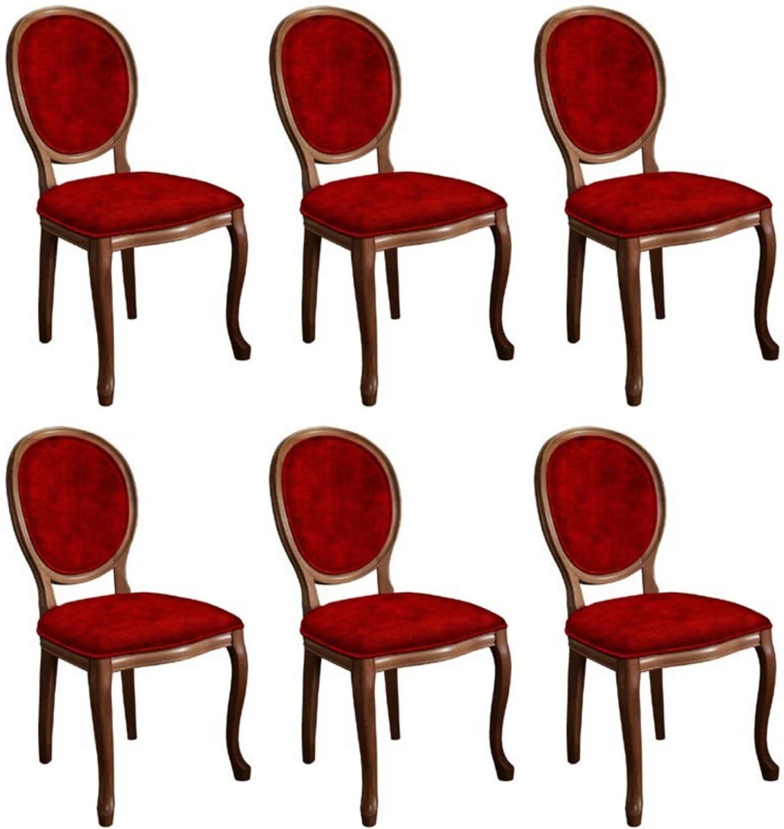 Baroque Dining Room Chair Set Bordeaux Red / Brown - 6 Handmade Kitchen Chairs in Baroque Style - Baroque Dining Room Furniture