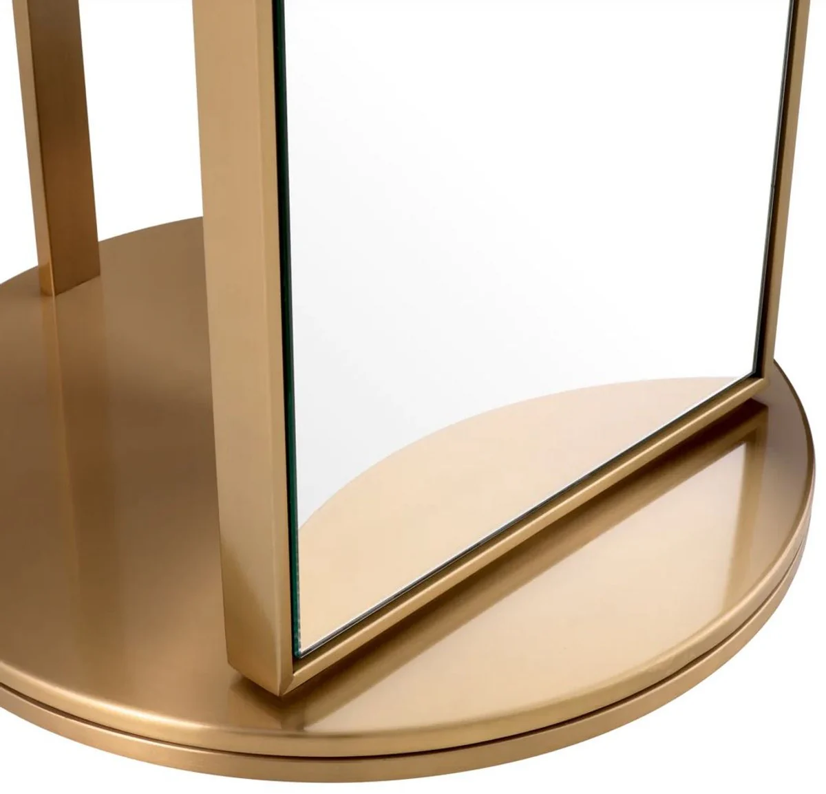Luxury standing mirror with coat stand brass Ø 55.5 x H. 201 cm - Freestanding rotating mirror with coat stand - Luxury wardrobe furniture - Luxury quality