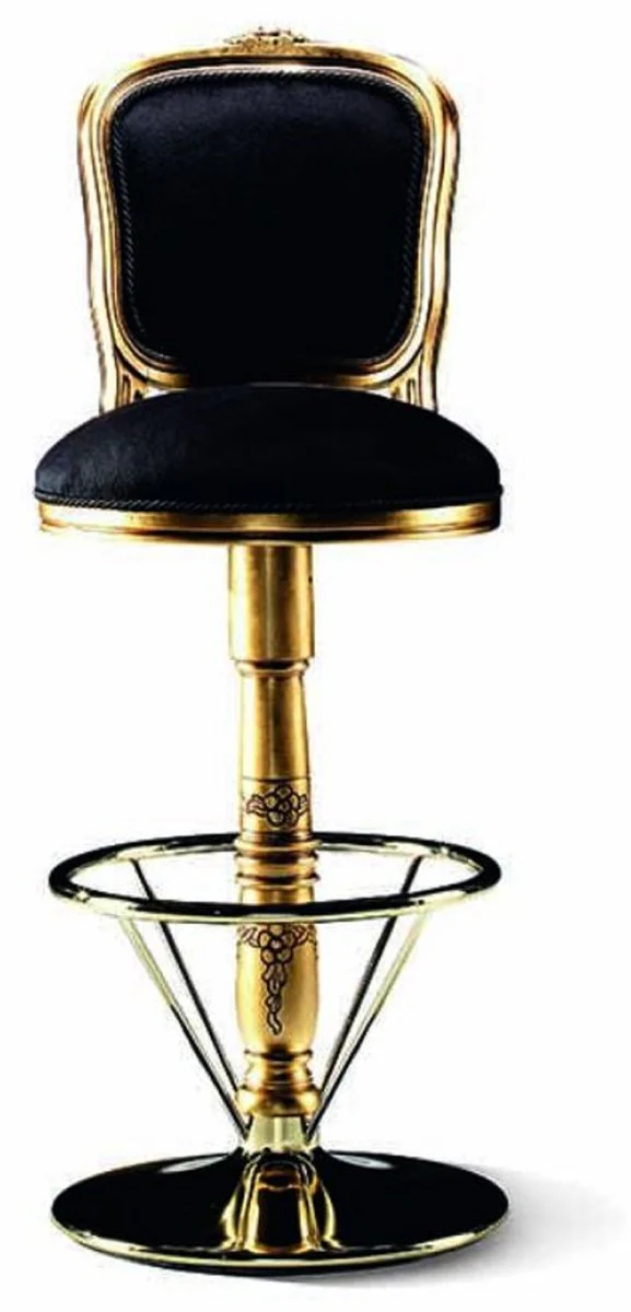 Luxury Baroque Bar Chair Black / Gold / Brass - Made in Italy