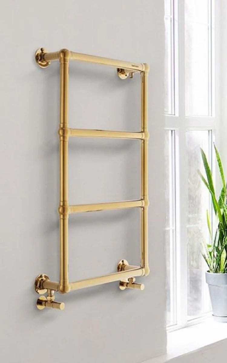 Luxury bathroom towel warmer brass 49.4 x 14.5 x H. 87.6 cm - Electric towel warmer - Stainless steel towel radiator - Luxury bathroom accessories