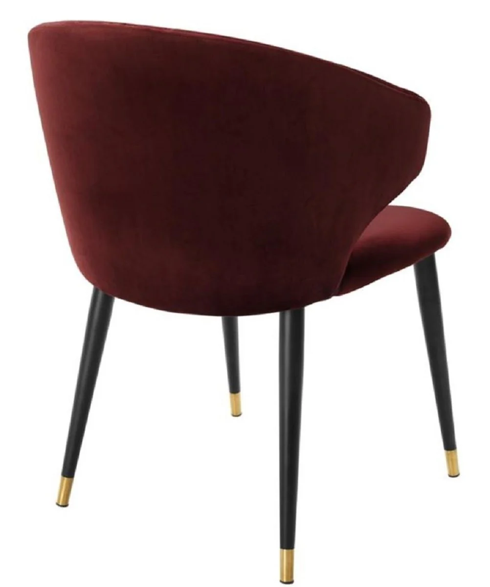 Luxury dining room chair with armrests Dark burgundy / black / gold 57 x 66 x H. 83 cm - Dining room furniture
