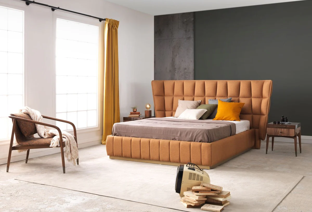 Luxury nightstand brown / dark brown 49 x 54 x H. 51 cm - Solid wood bedside table with 2 drawers - Bedroom furniture - Hotel furniture - Luxury furniture