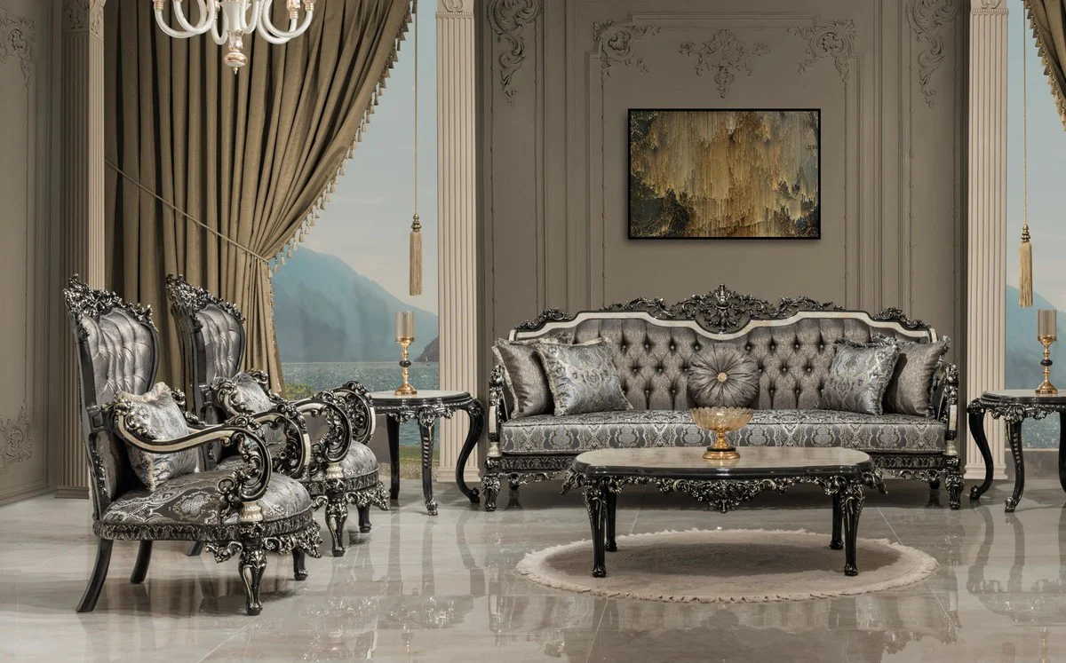 Luxury baroque side table white / beige / black / gold - handmade solid wood table in baroque style - luxury living room furniture in baroque style - baroque furniture - noble & magnificent