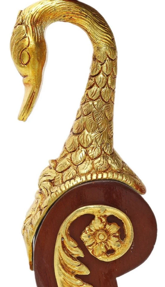 Baroque mahogany side table with glass top brown / gold Ø 55 x H. 78 cm - Magnificent round handmade and hand-painted table with beautiful decorations