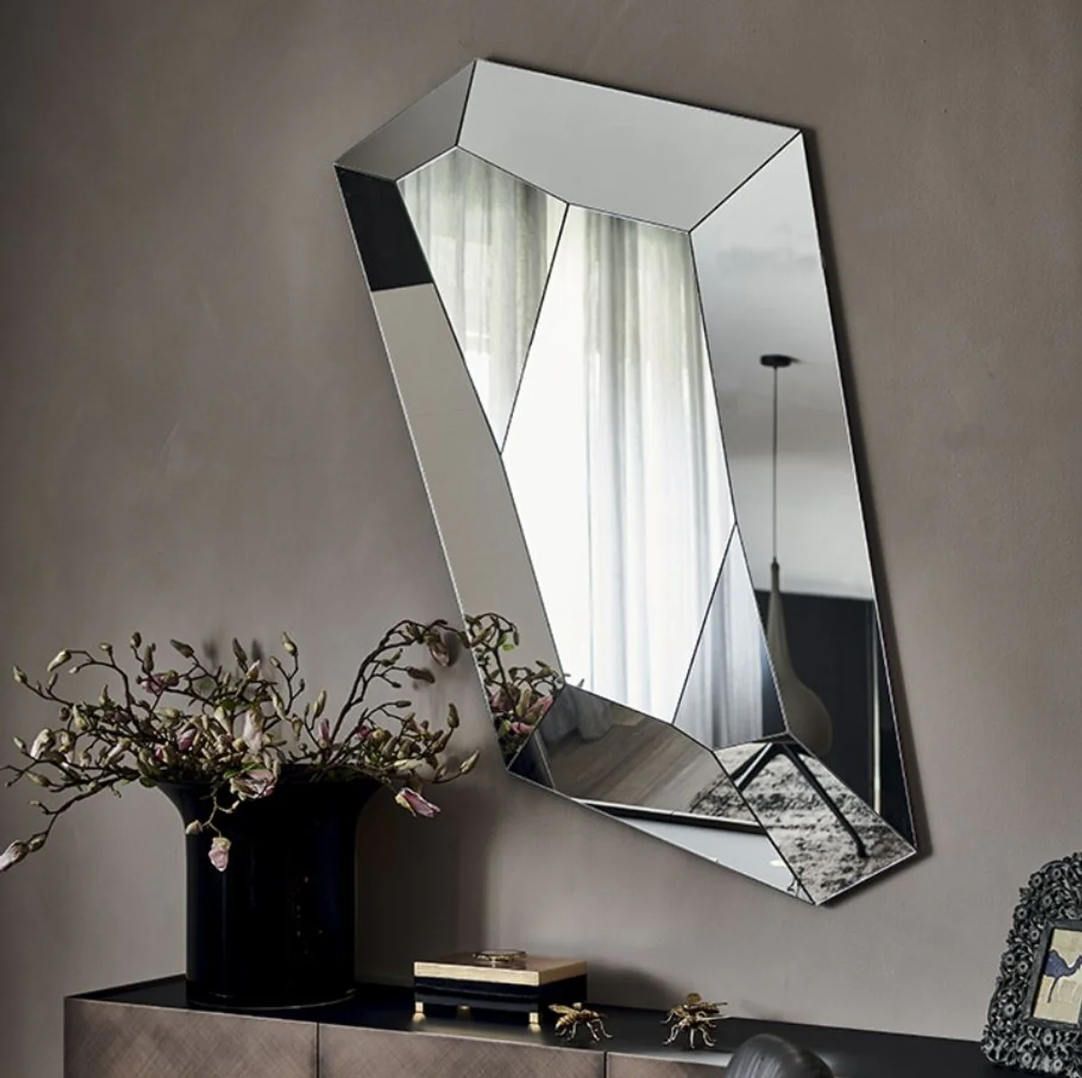 Luxury mirror 100 x 6 x H. 160 cm - Elegant wall mirror with mirrored edge - Luxury furniture