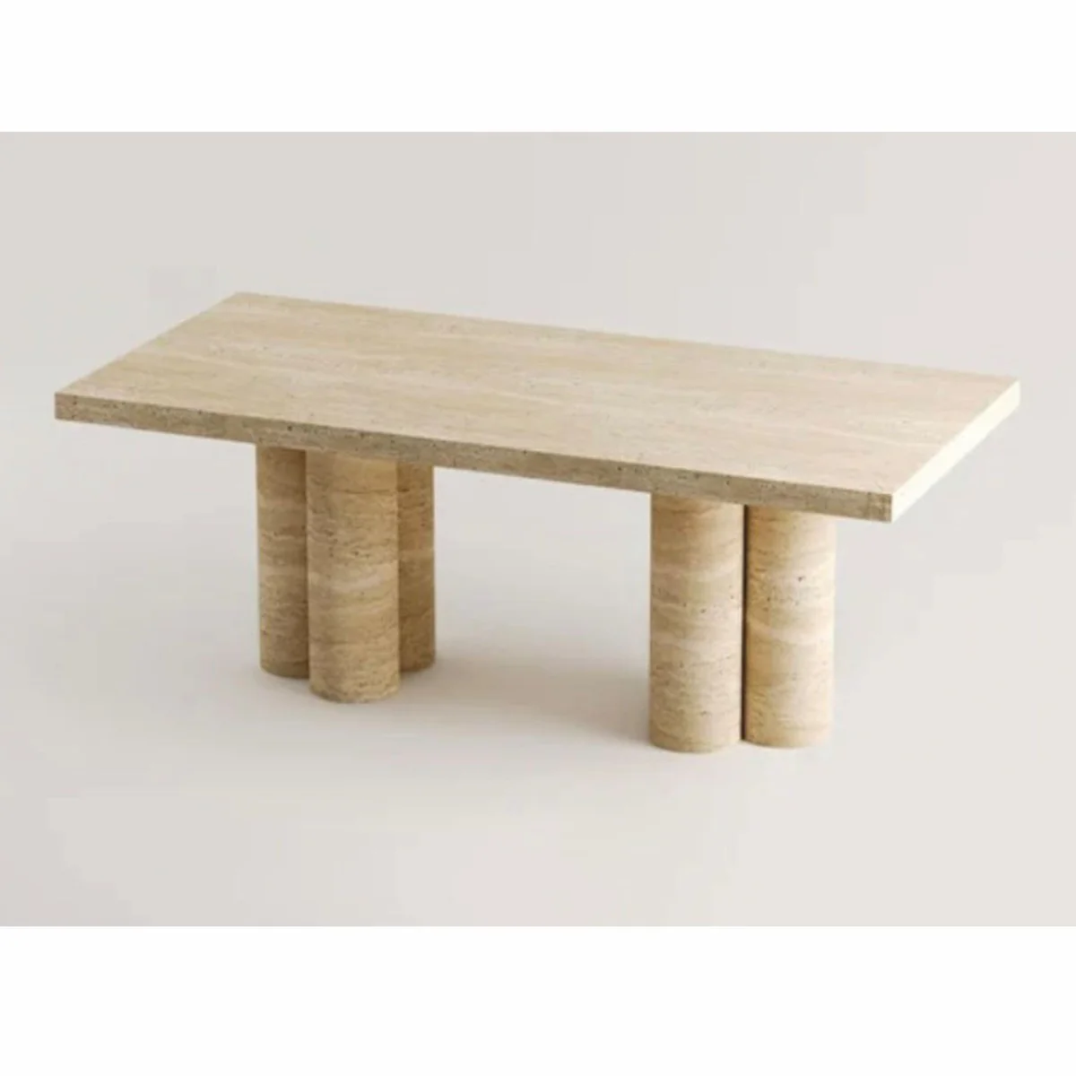 Luxury Travertine Dining Table Beige 190 cm - Travertine Dining Room Furniture