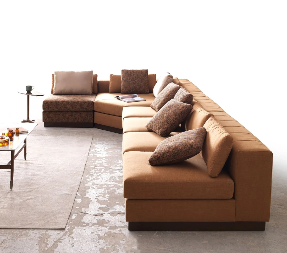 Luxury corner sofa light brown / brown / dark brown 450 x 225 x H. 73 cm - living room sofa - living room furniture - luxury furniture - luxury living room furnishings