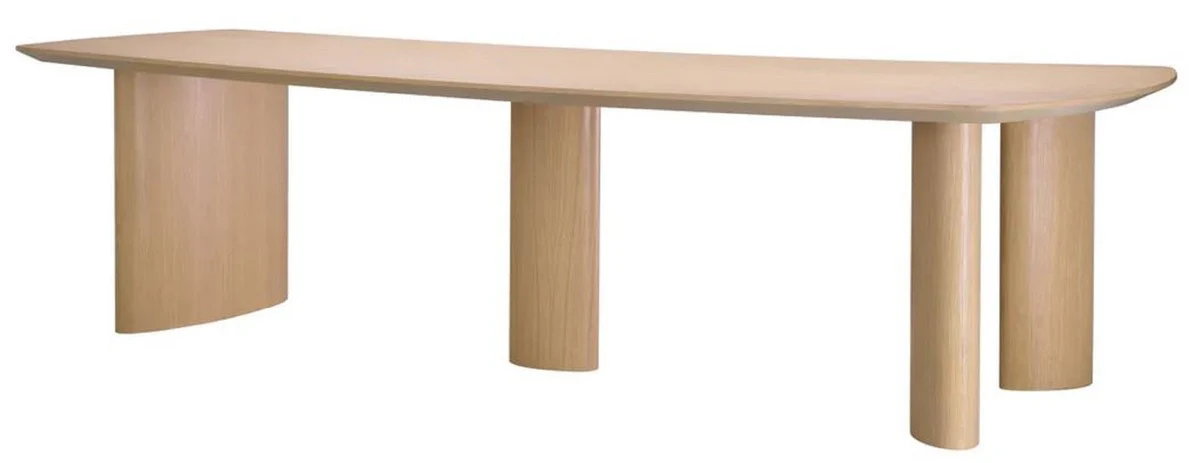 Luxury dining table natural colors 300 x 120 x H. 76.5 cm - solid wood kitchen table with slightly curved table top - dining room furniture - kitchen furniture - luxury furniture - luxury furnishings