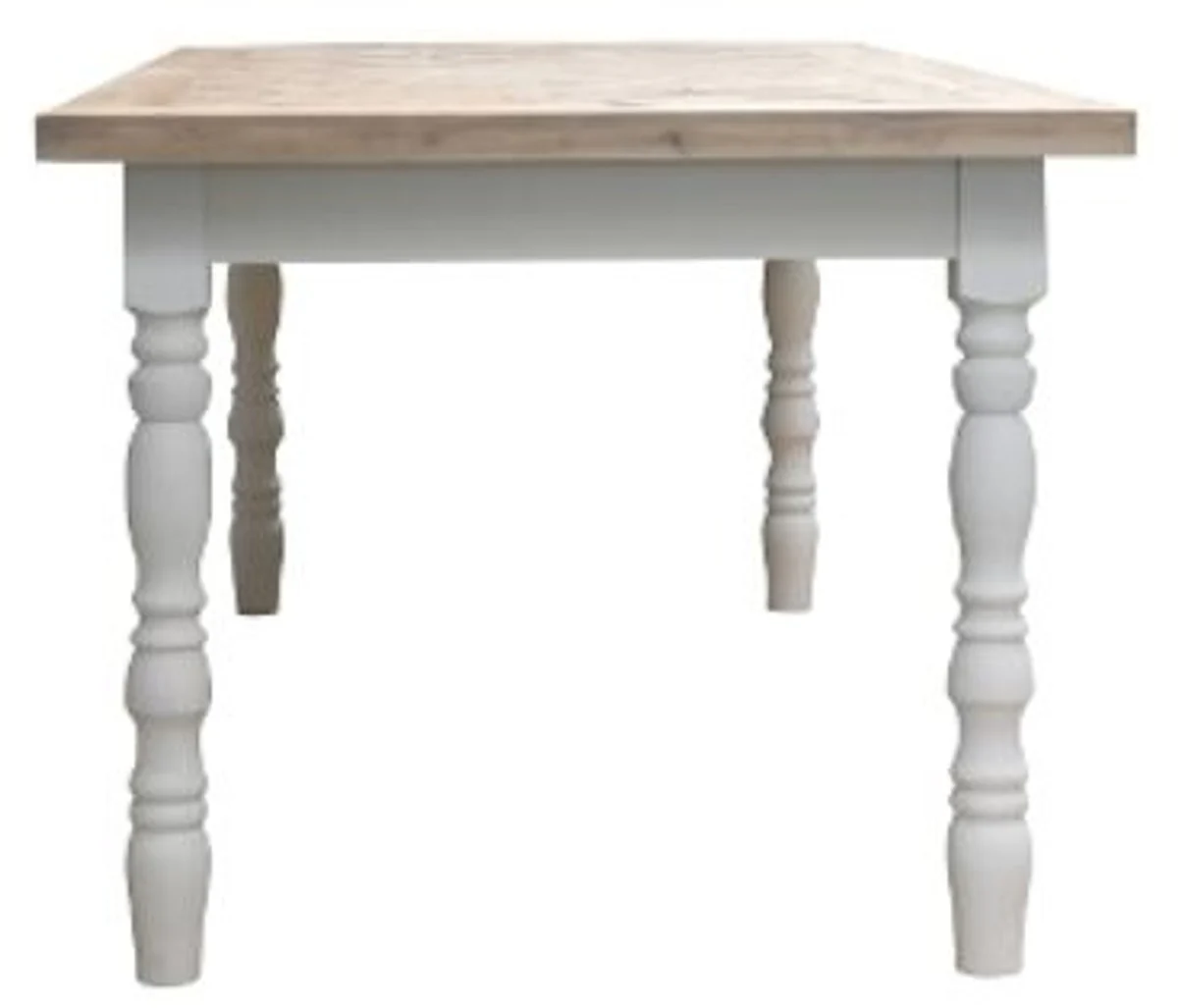 Country house style dining table white / natural colors 200 x 90 x H. 75 cm - country house style dining room furniture