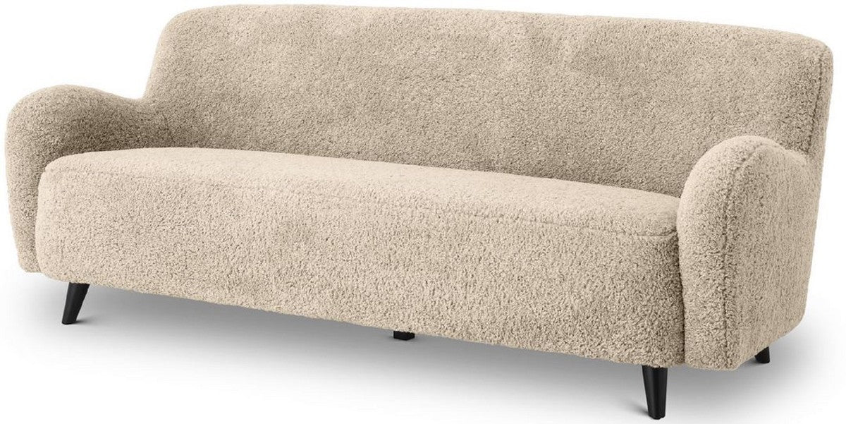 Luxury living room sofa sand color / black 200 x 70 x H. 75 cm - Living room furniture - Luxury furniture