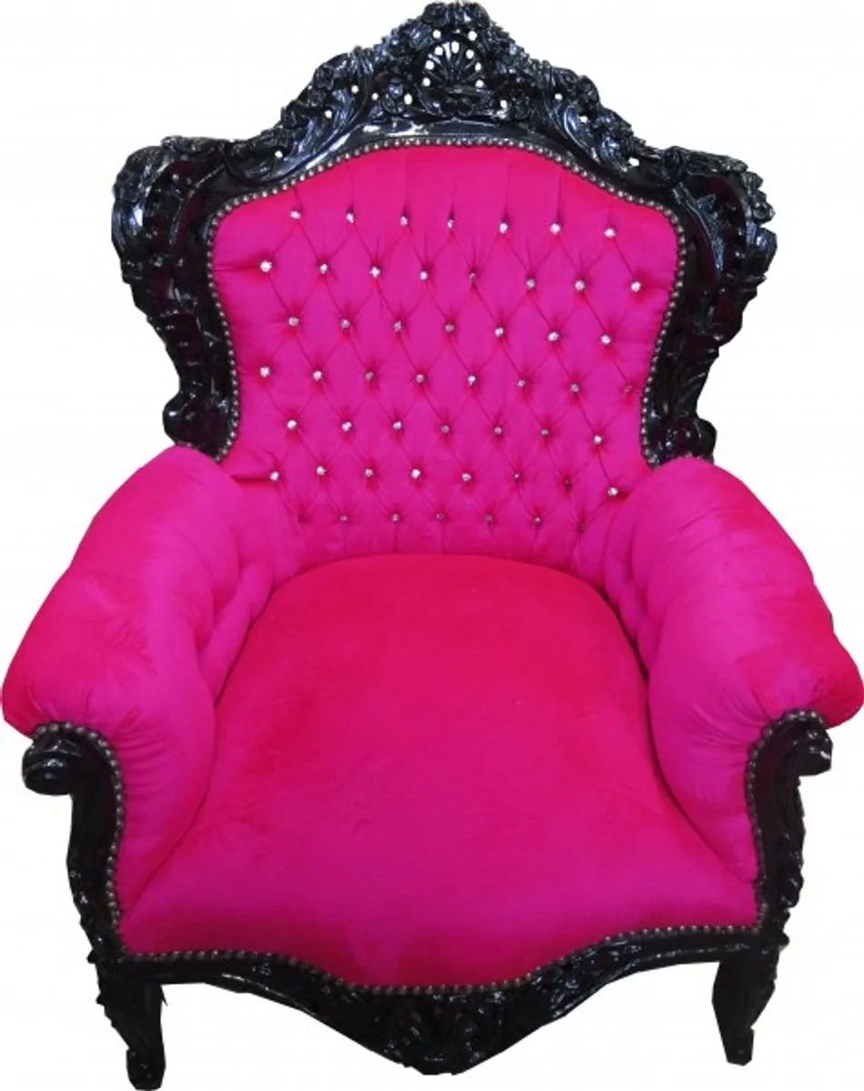Armchair King Pink / Black with Bling Bling rhinestones - Baroque collection