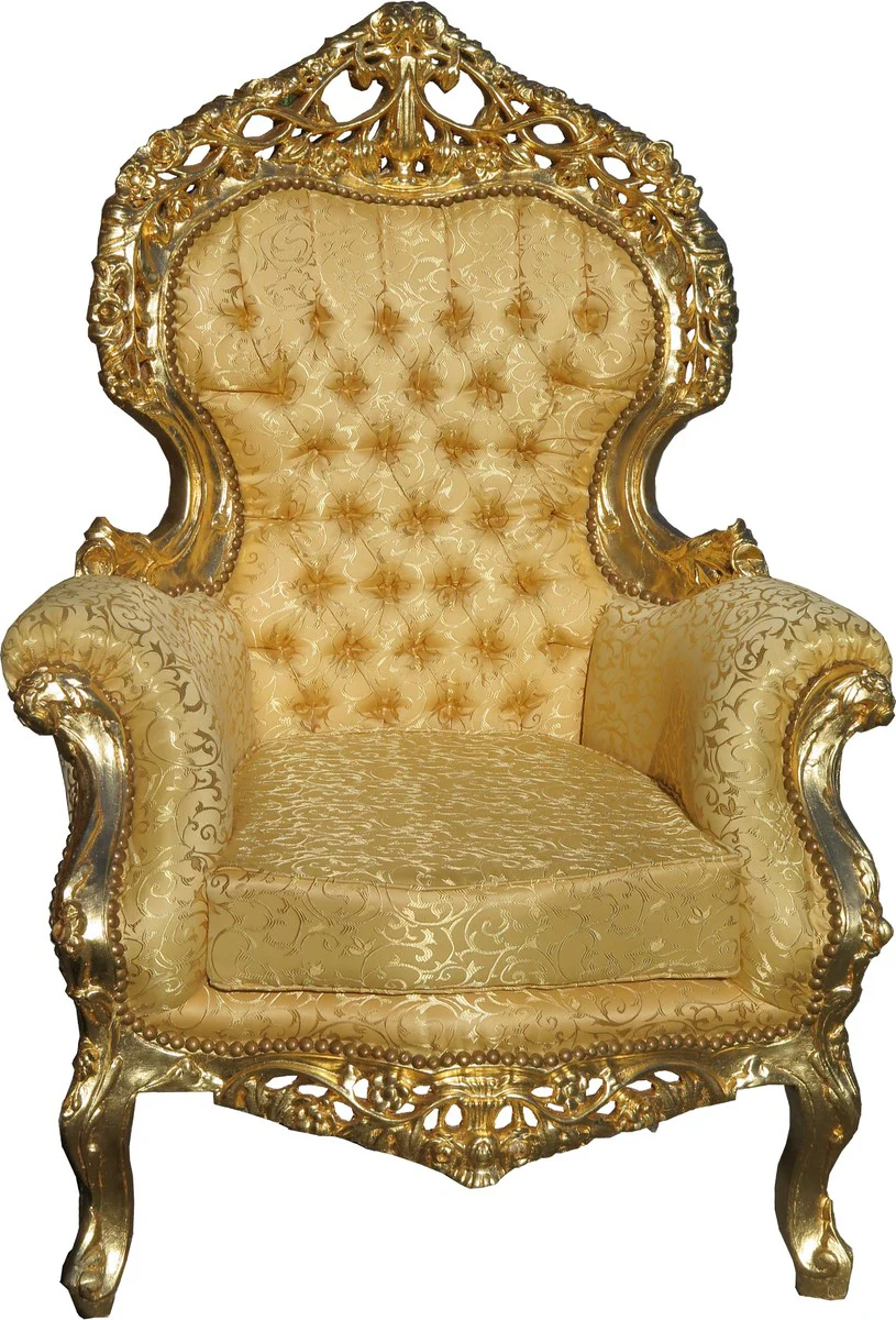 Barock Wohnzimmer Set Versailles II Gold Muster / Antik Gold - 3er Sofa + 2 Sessel