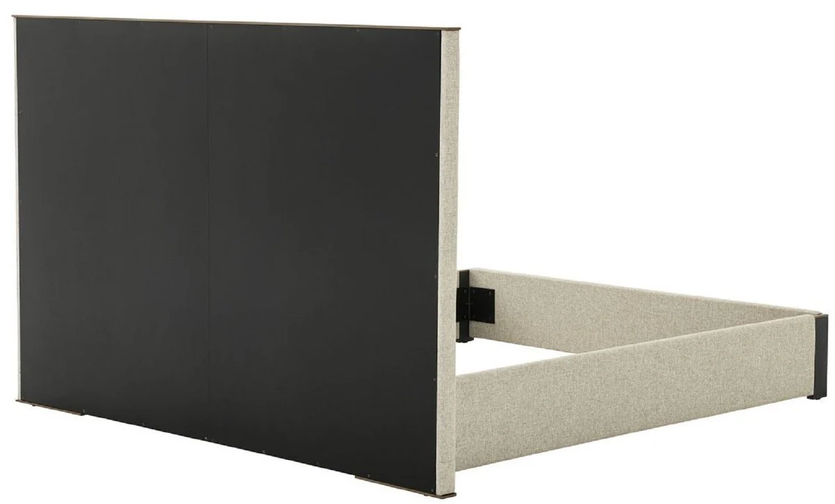 Luxury double bed frame with headboard natural colors / brass / anthracite gray 224 x 224 x H. 145.5 cm - bedroom furniture - hotel furniture - luxury quality