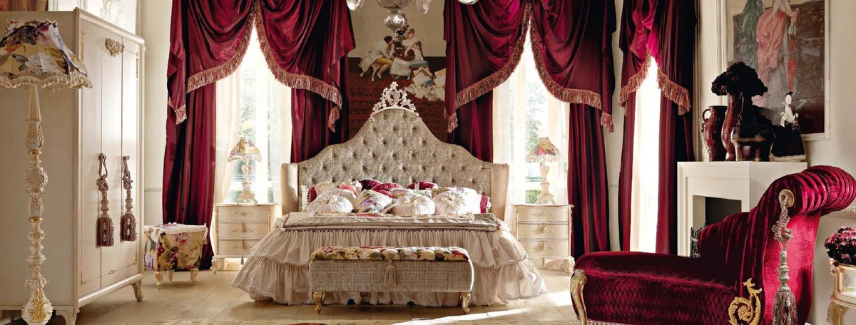 Luxury Baroque Bedroom Wardrobe Cream / Gold - Handmade Wardrobe with 3 Doors - Baroque Bedroom Furniture - Luxury Quality - Made in Italy