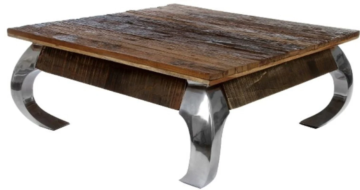 Designer coffee table brown / silver 100 x 100 x H. 40 cm - luxury living room furniture