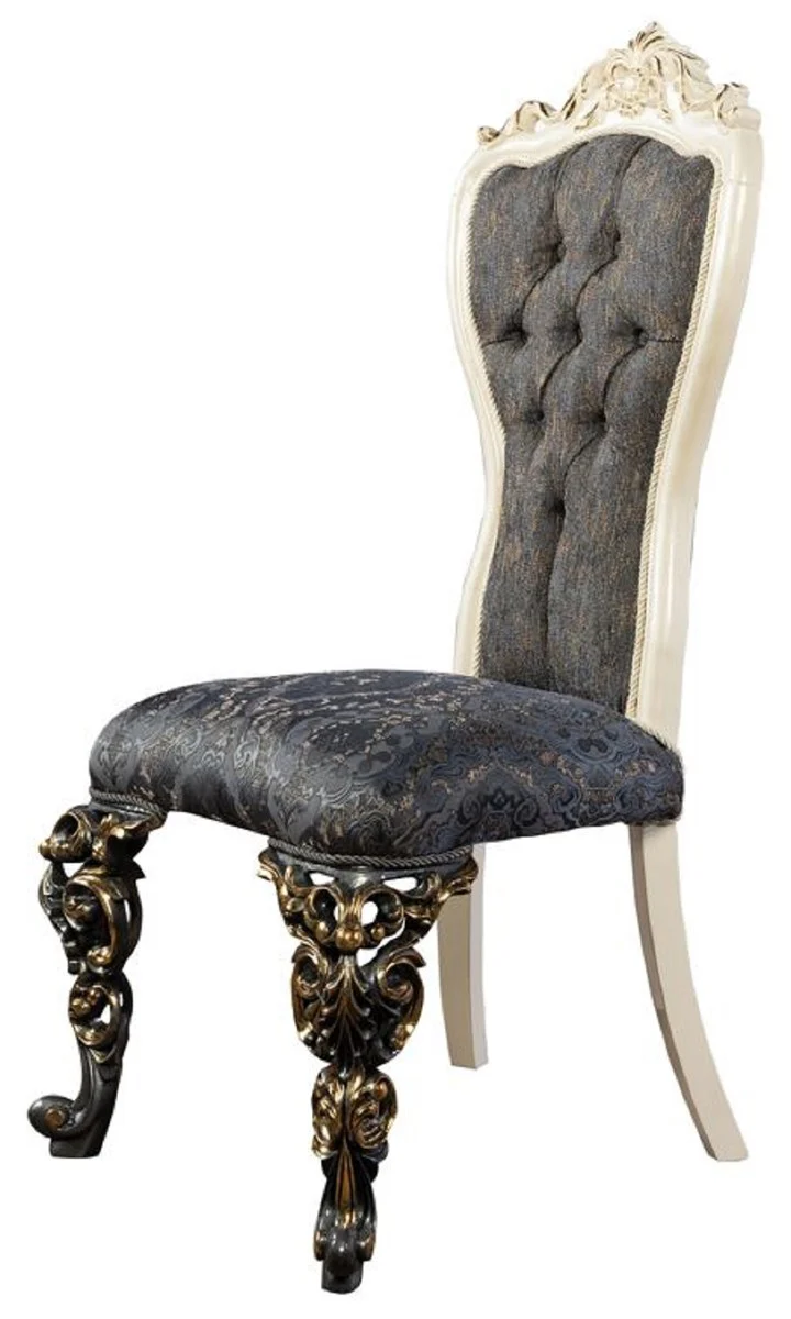 Luxury Baroque Dining Room Chair Set of 8 Blue / White / Gold - Magnificent Baroque Style Kitchen Chairs - Luxury Dining Room Furniture in Baroque Style - Baroque Dining Room Furniture - Baroque Style Furniture