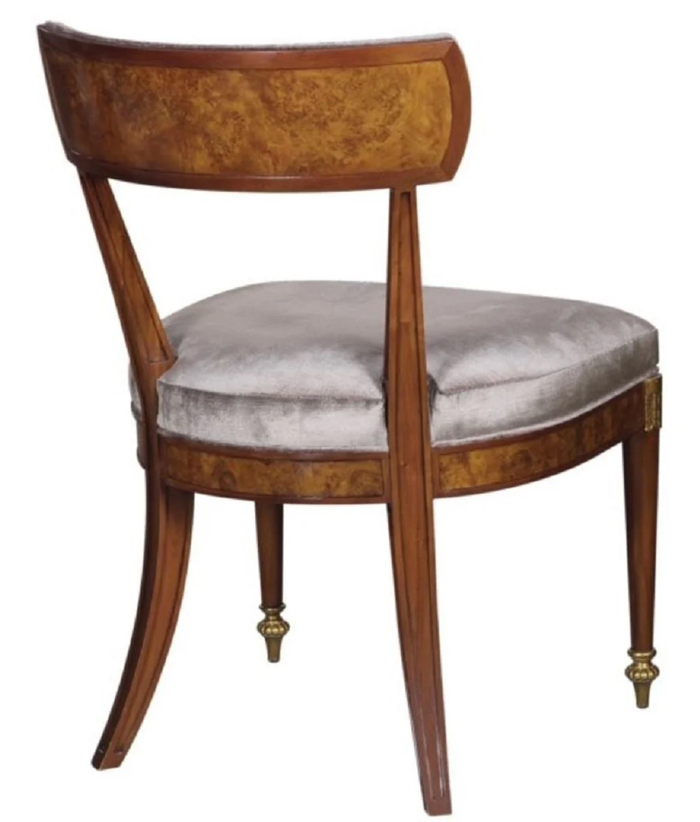 Luxury Art Nouveau dining chair light brown / brown / brass / silver 59 x 63 x H. 88 cm - luxury dining room furniture