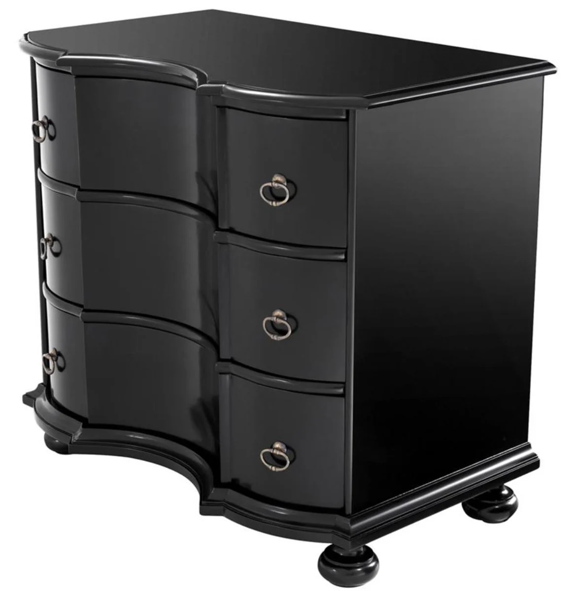 Luxury chest of drawers with 3 drawers black / antique brass 94 x 60 x H. 87 cm - luxury quality
