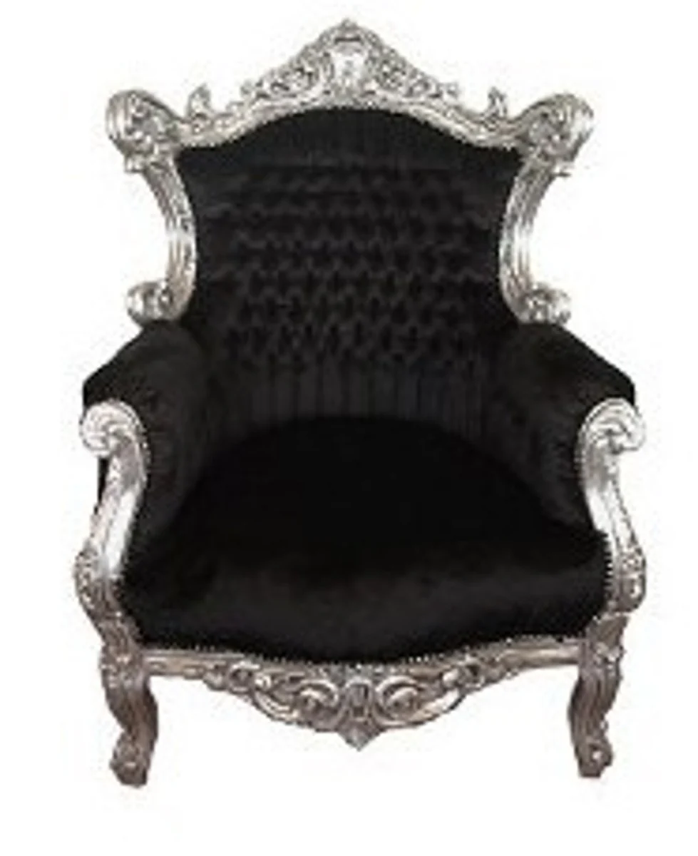 Barock Sessel Al Capone Schwarz / Silber