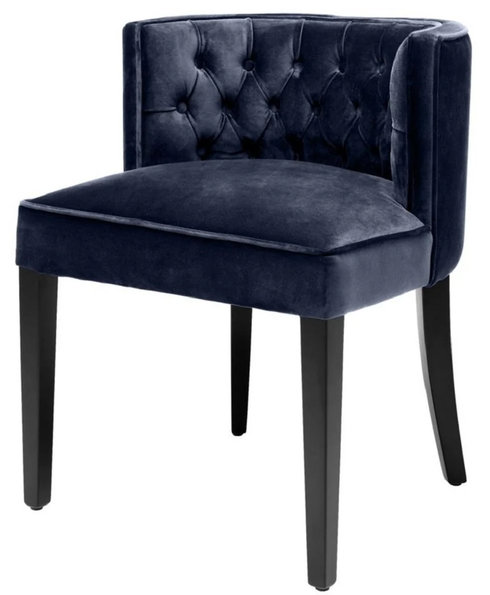 Luxury Chesterfield dining chair midnight blue / black 60 x 58 x H. 77 cm - Dining room furniture
