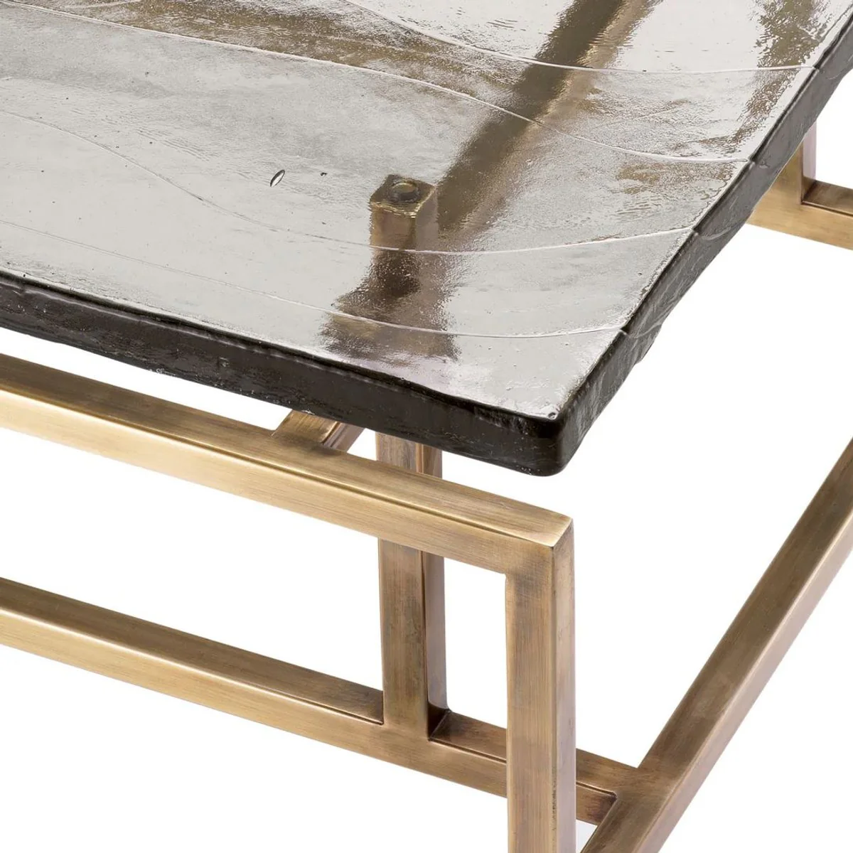Luxury coffee table vintage brass 60.5 x 60.5 x H. 34 cm - Square stainless steel living room table with glass top - Living room furniture - Hotel furniture - Luxury furniture - Luxury quality