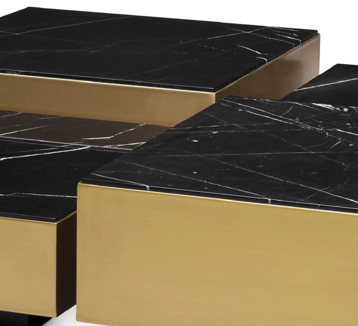 Luxury stainless steel coffee table set with marble table tops brass / black - living room furniture - luxury furniture - luxury collection
