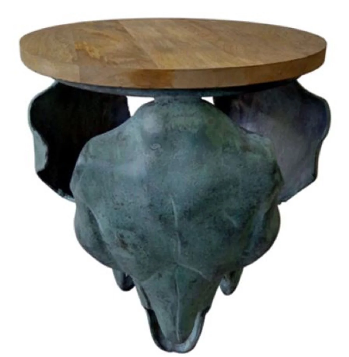 Designer side table bull skull gray / antique green / natural colors 46 x 40 x H. 53 cm - living room furniture
