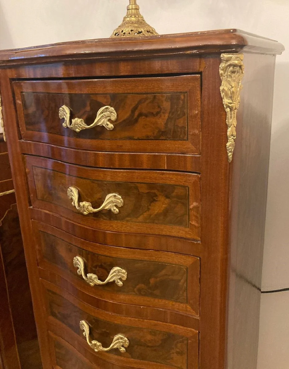 Baroque chest of drawers with 7 drawers brown / gold - handmade solid wood cabinet in baroque style - living room furniture in baroque style - baroque furniture - baroque furnishings